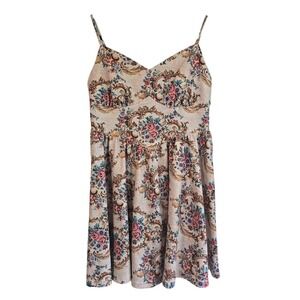 Shein Curve 2XL Floral Tapestry Mini Dress V-Neck Adjustable Straps Multicolor